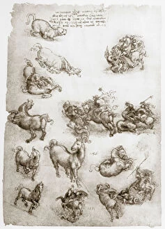 Mythical Creature Collection: St George and the Dragon, c1506. Artist: Leonardo da Vinci