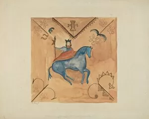 E Boyd Collection: St. George (Painted on Deerskin), 1935 / 1942. Creator: E. Boyd