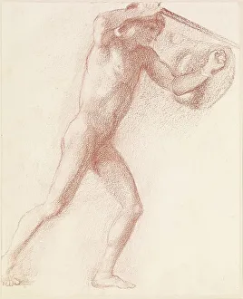 St George Series - Male Nude - Study of St George for St George slaying the Dragon, 1865. Creator: Sir Edward Coley Burne-Jones