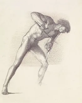St George Series - Male Nude - Study of St George for St George slaying the Dragon, 1865-66. Creator: Sir Edward Coley Burne-Jones