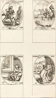 Saint Mark Prints: St. George; St. Sabas; St. Mark, Evangelist; St. Marcellin. Creator: Jacques Callot
