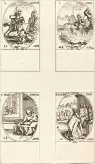Evangelist Gallery: St. George; St. Sabas; St. Mark, Evangelist; St. Marcellin. Creator: Jacques Callot