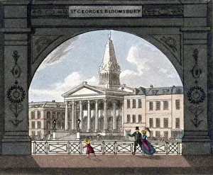 Bloomsbury Prints: St Georges Church, Bloomsbury, Holborn, London, c1800