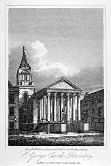 St Georges Church, Bloomsbury, Holborn, London, 1817. Artist: W Wallis