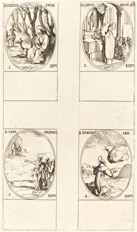 St Giles Prints: St. Giles; St. Lupus; St. Anne; St. Nonnosus. Creator: Jacques Callot
