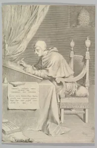 Writing Slope Prints: St. Gregory, 1681. Creator: Claude Mellan