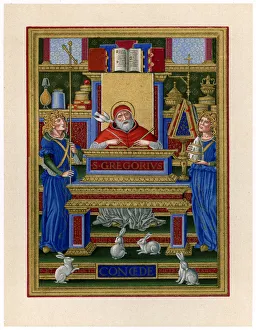 Inspiration Prints: St Gregory the Great receiving inspiration from the Holy Spirit, c1490
