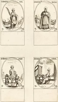 Frank Gallery: St. Hippolytus; St. Radegund, Queen; St. Cassian; St. Athanasia. Creator: Jacques Callot