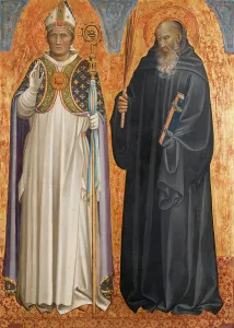 Crook Prints: St Hugh of Lincoln and St Benedict of Nursia. Creator: Gherardo di Jacopo