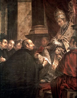 Paul Iii Gallery: St. Ignatius of Loyola at the feet of Pope Paul III, in the event of the approval