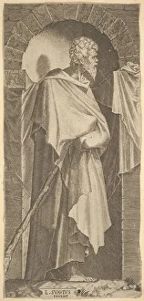 Lambert Prints: St. James Minor(?) in an arcuated niche, holding a walking stick in his hands