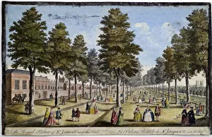 St James Palace and Park, London, showing formal planting of trees in avenues, 1750