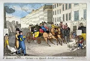 St Jamess Street Collection: St James Street in an uproar, or the quack artist and his assailants, 1819. Artist