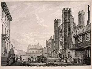 Stonemason Prints: St Jamess Gate leading to St Jamess Palace, London, 1766 Artist: Edward Rooker
