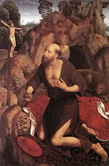 Crucifix Prints: St. Jerome, 1485. Creator: Hans Memling