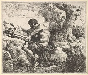 Jean Jacques Prints: St. Jerome in a Landscape, 1762-63. Creator: Jean Jacques Lagrenee