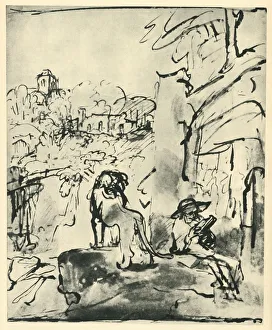 Rembrant Van Rijn Prints: St Jerome reading in a landscape, 1649, (1943). Creator: Rembrandt Harmensz van Rijn