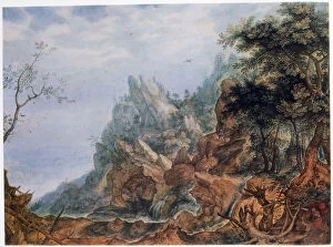 Saint Hieronymus Collection: St Jerome in a Rocky Landscape, c1596-1639. Artist: Roelandt Savery