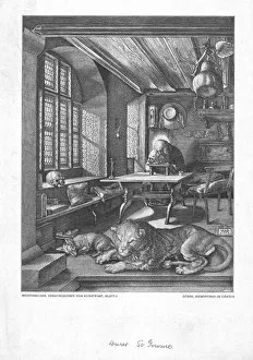 Saint Hieronymus Collection: St Jerome in his study. Creator: Unknown