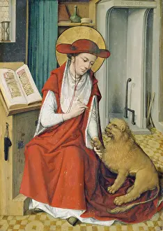 Devotion Prints: St Jerome in his Study with the Lion, 1480. Creator: Master of the Housebook