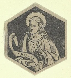 Shaped Prints: St John the Evangelist, holding a banderole (possibly a modern impression)