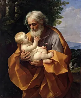Tenderness Prints: St Joseph with Infant Christ in his Arms, 1620. Creator: Guido Reni