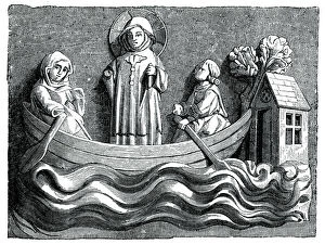 Images Dated 15th August 2006: St Julian and St Basilissa, his wife, conveying Christ in their boat, 13th century (1870)