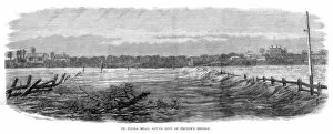 Natural Disaster Gallery: St Kilda Road, south side of Princes Bridge - Floods at Melbourne, Australia, 1864