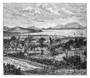 Images Dated 27th February 2008: St Kitts, view taken from Nevis, c1890