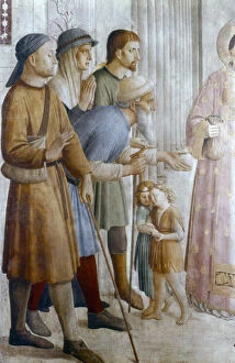 Chapel Of Nicholas V Gallery: St Laurence giving alms to the Poor (detail), mid 15th century. Artist: Fra Angelico