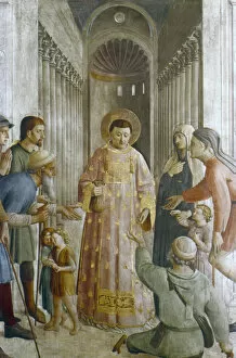 Chapel Of Nicholas V Gallery: St Laurence giving alms to the Poor, mid 15th century. Artist: Fra Angelico