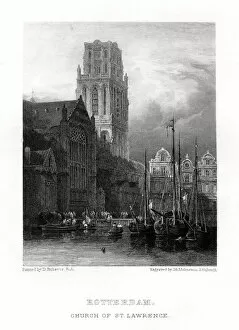 D Roberts Gallery: St Lawrences Church, Rotterdam, Netherlands, 19th century.Artist: J & J Johnstone