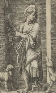 Raimondi Prints: St Lazarus flanked by two dogs, from the series Piccoli Santi (Small Saints), c... ca