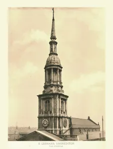 Hackney Collection: St Leonard, Shoreditch, The Steeple, mid-late 19th century. Creator: Unknown