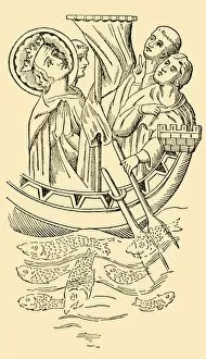 Oarsman Collection: St. Louis, King of France, Crosses the Sea to the Holy Land, 13th century, (c1930)