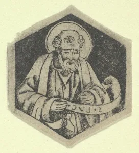 Luke St Prints: St Luke the Evangelist, holding a banderole (possibly a modern impression)