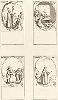 Crosier Collection: St. Mansuetus; Sts. Serapia and Erasma; Moses; St. Bertin, Abbot. Creator: Jacques Callot