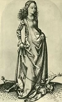 Antioch Collection: St Margaret trampling a demon, mid-late 15th century, (1943). Creator: Martin Schongauer