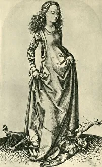 Demon Prints: St Margaret trampling a demon, mid-late 15th century, (1943). Creator: Martin Schongauer
