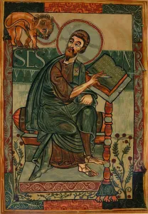 Carlovingian Gallery: St. Mark from the Godescalc Gospel Lectionary, 781-783 (1947). Artist: Godescalc