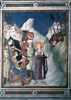 Umbria Gallery: St Martin Renounces his Weapons, 1312-1317. Artist: Simone Martini