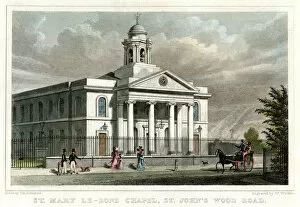 St Mary le Bone Chapel, St Johns Wood Road, London, 1828.Artist: W Watkins
