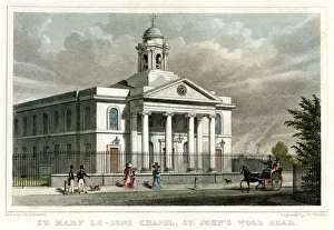 St Marylebone Prints: St Mary le Bone Chapel, St Johns Wood Road, London, 1828. Artist: W Watkins