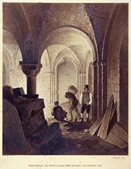 Crypt Prints: St Mary-le-Bow, London, 1834. Artist: Charles Edwin Gwilt