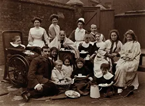 Backyard Prints: St Mary's Hospital, Plaistow: Basil Hood and Robert Archibald with patients and nurses