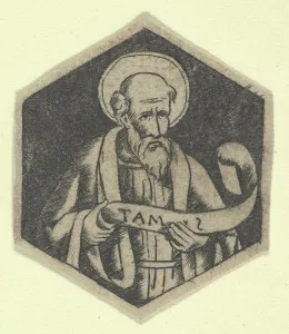 Matthew The Apostle Prints: St Matthew the Evangelist, holding a banderole (possibly a modern impression)