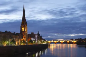 St Matthews Church and Old Bridge, Perth, Perth and Kinross, Scotland, 2010