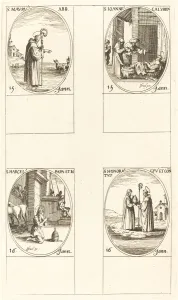 Martyrs Prints: St. Maurus; St. John Calybite; St. Marcellus; St. Honoratus. Creator: Jacques Callot