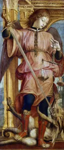 Weighing Device Prints: St Michael the Archangel fighting a dragon with a sword
