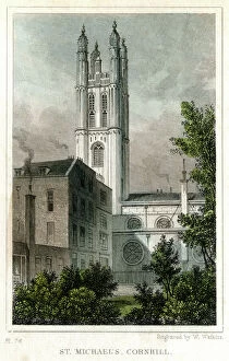 St Michaels Church, Cornhill, City of London, c1830.Artist: W Watkins